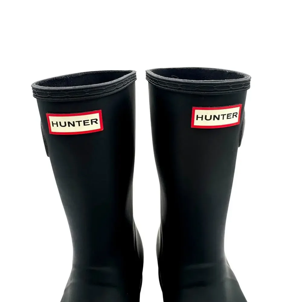 Hunter Original Tour Short Boot Womens Size 8 Black Packable Mid-Calf Rain Boots
